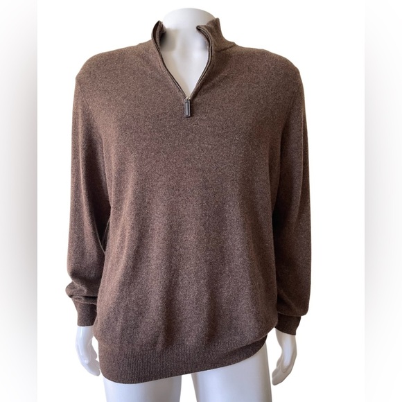 Tahari Men’s 100% cashmere sweater pullover w/ half zipper XL Warm RN# 75343 EUC - Picture 1 of 5